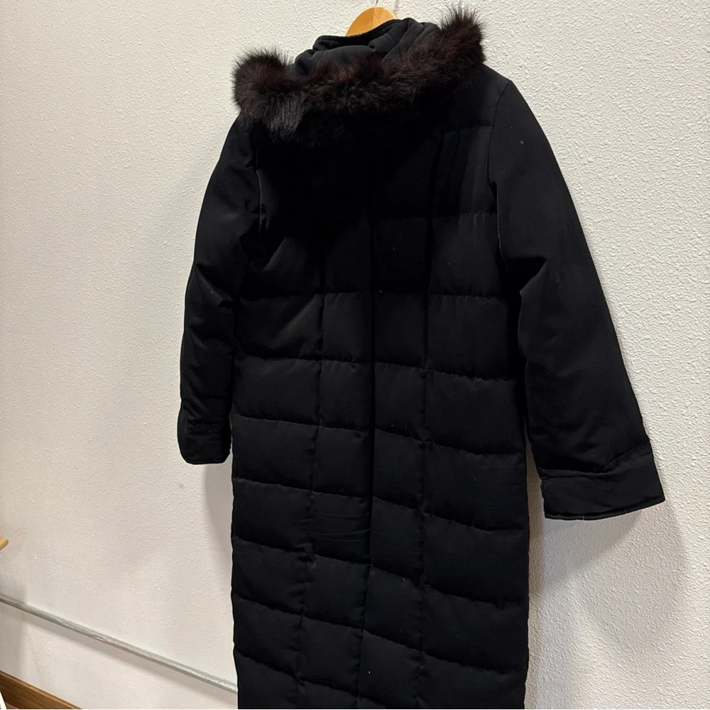 Anne Klein Black Puffer Coat Size Medium Fix‎ Fur Hood Vintage Down